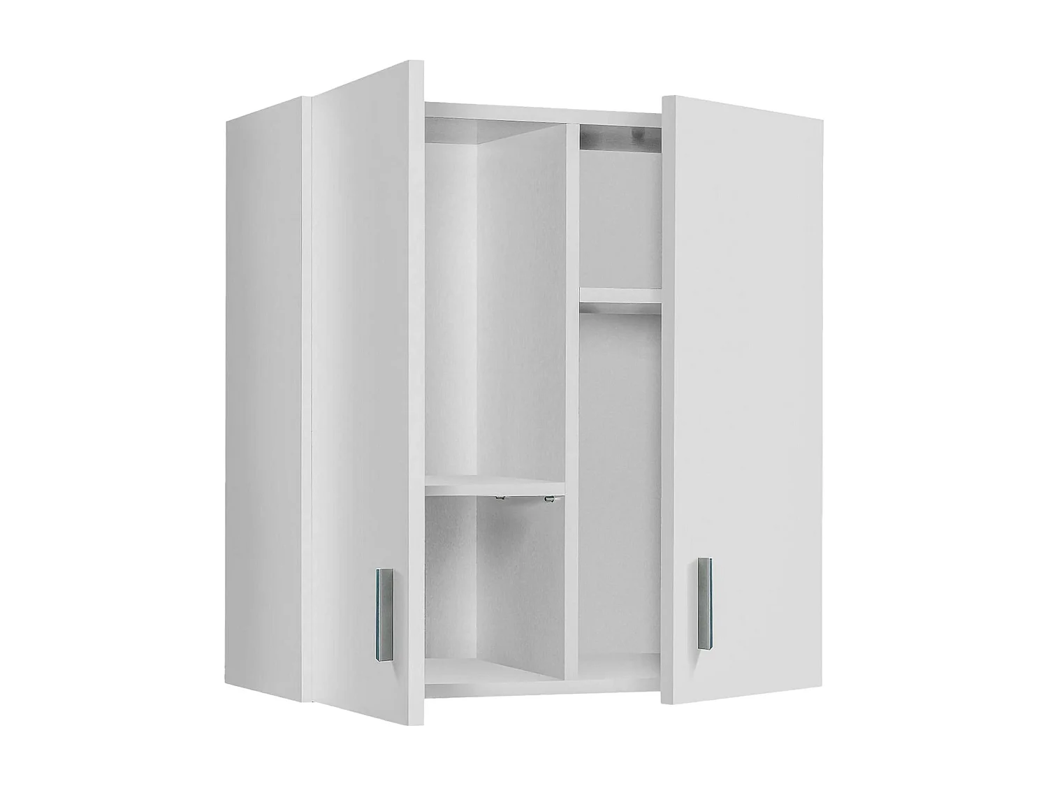 Dmora Wandkast Detroit 26,5x60 cm Wit met 2 Planken, 2 Deurtjes, 4 Vakjes