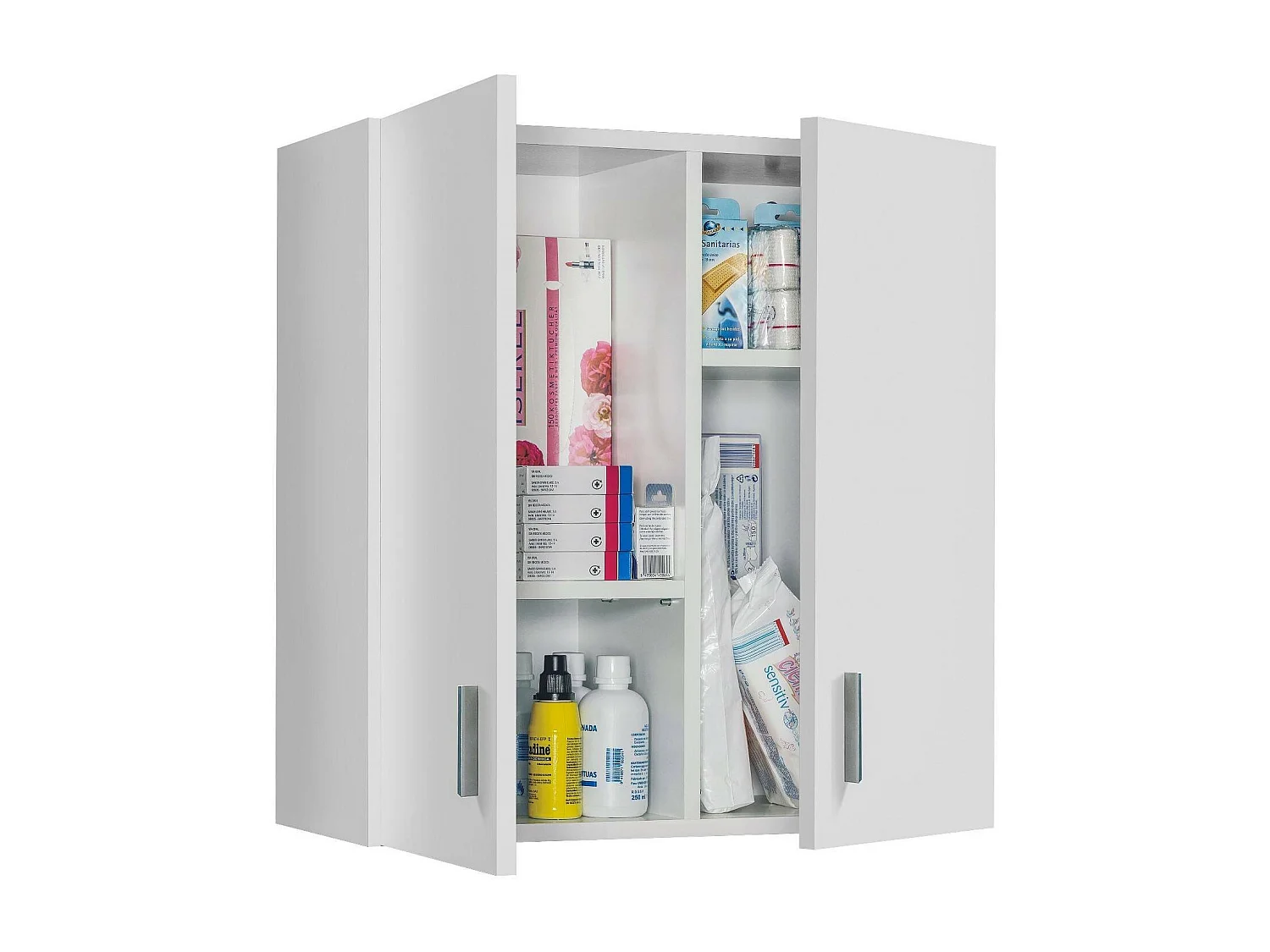 Detroit Wandschrank, Zusatzgarderobe mit 2 Türen, Mehrzweck-Badezimmer- oder Wäscheschrank, 59x27h60 cm, WeiÃŸ