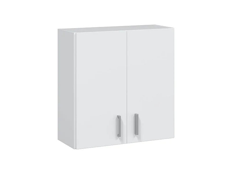 Dmora Wandkast Detroit 26,5x60 cm Wit met 2 Planken, 2 Deurtjes, 4 Vakjes
