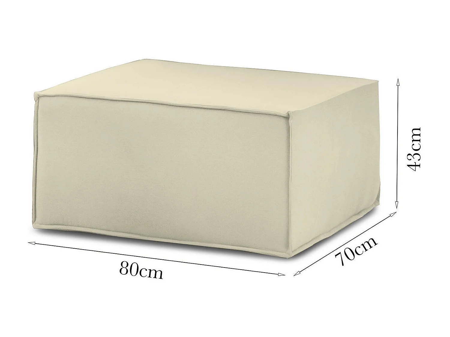 Pouf Barbara, Pouf da salotto, 100% Made in Italy, Poltroncina relax in tessuto imbottito, Cm 80x70h43, Beige