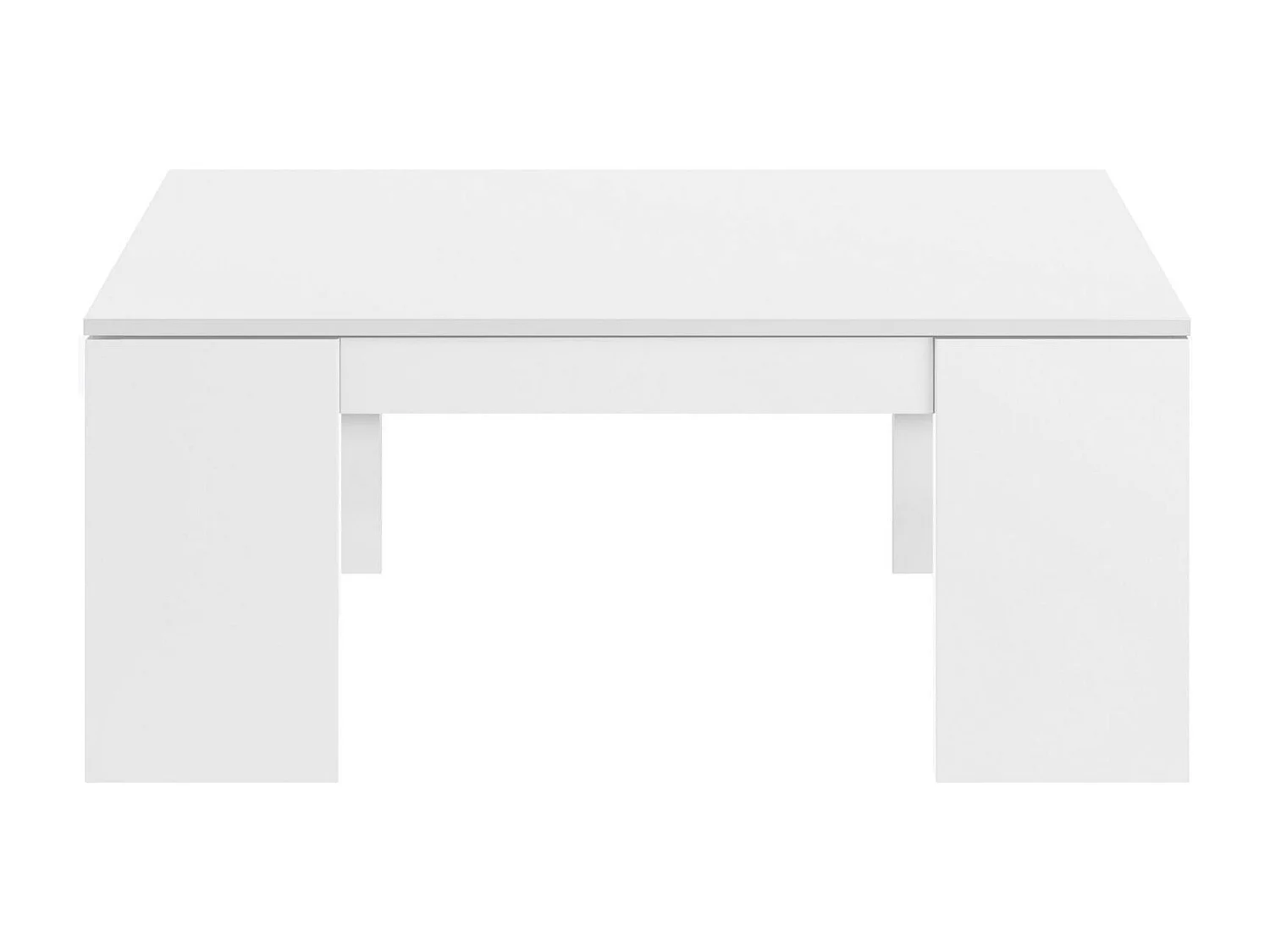 Table basse Dgollin, Table basse avec plateau relevable, Table basse de salon, 100x50h43/84 cm, Blanc brillant