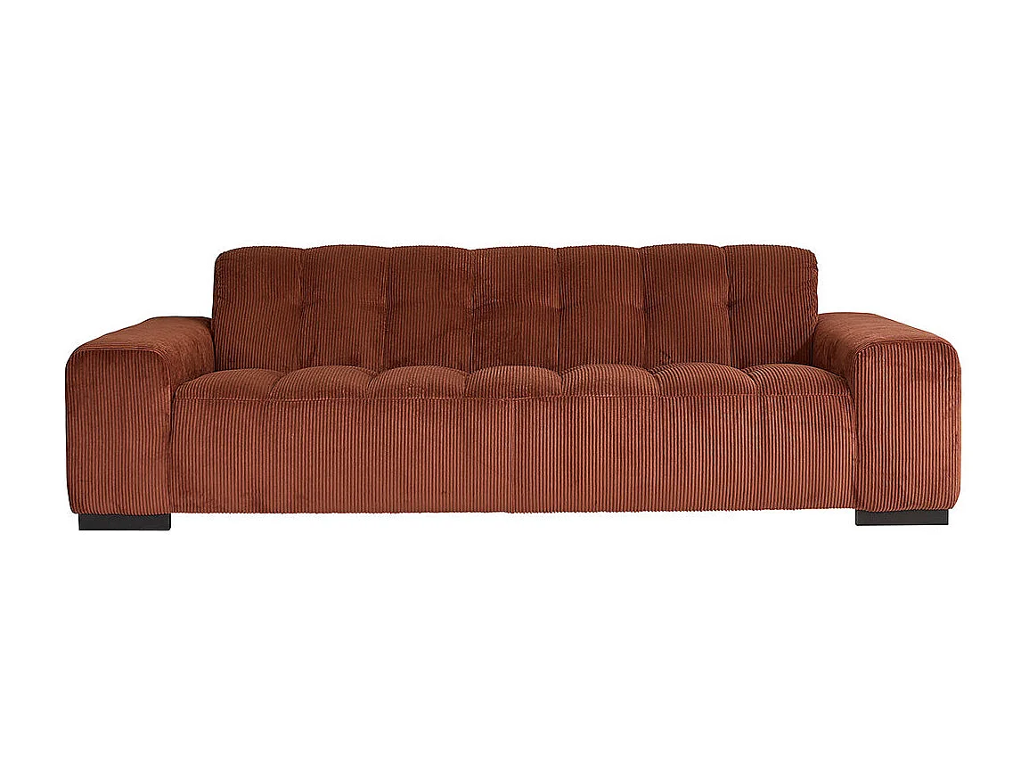 Divano diritto 4 posti in velluto a coste terracotta