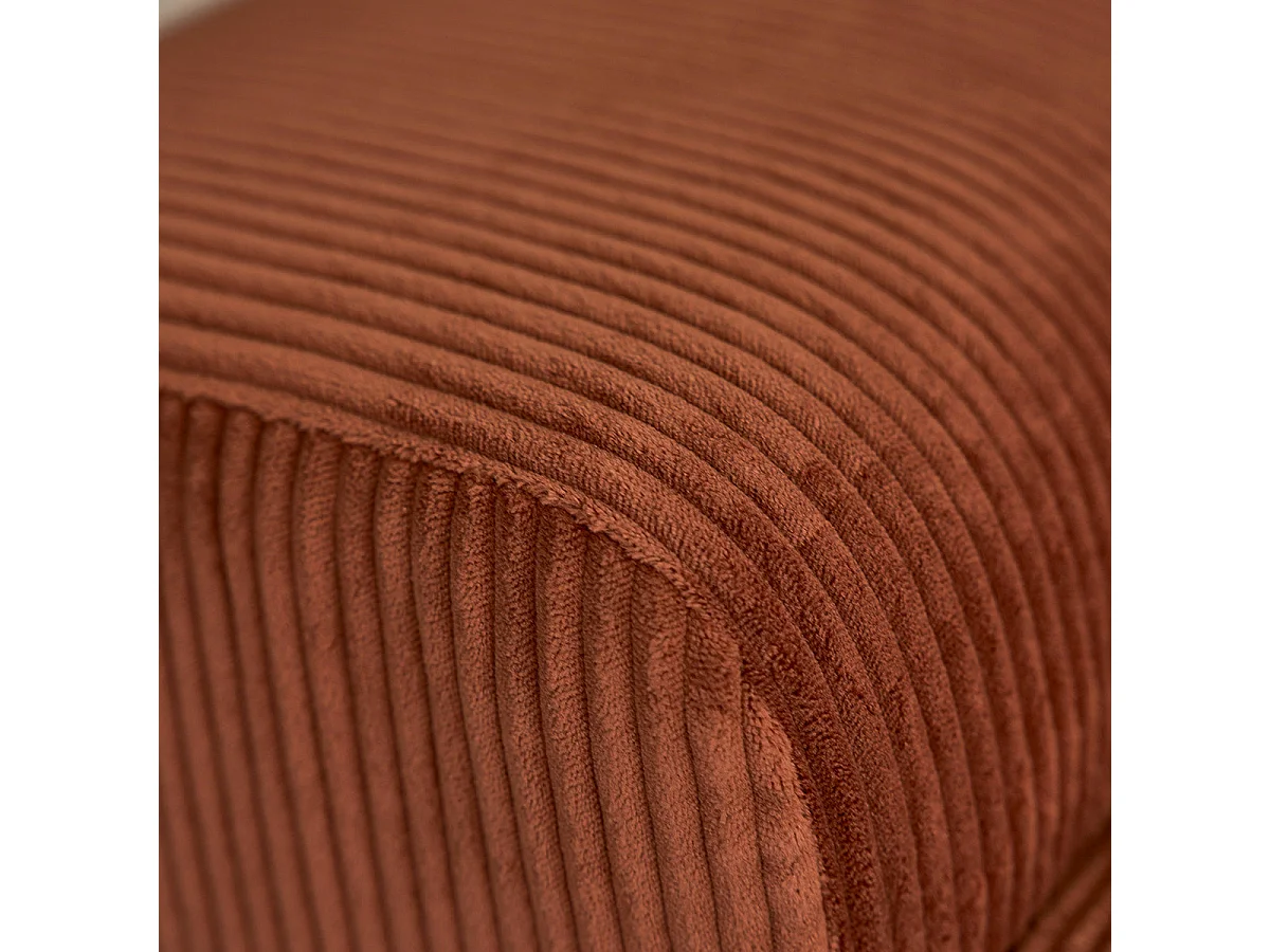 Divano diritto 4 posti in velluto a coste terracotta