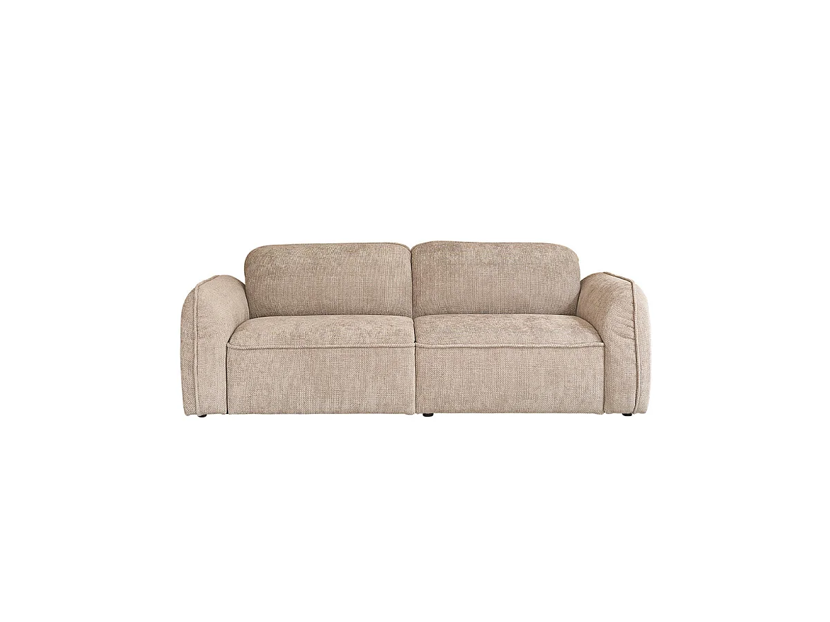 Sofá recto de 3 plazas de terciopelo trenzado beige