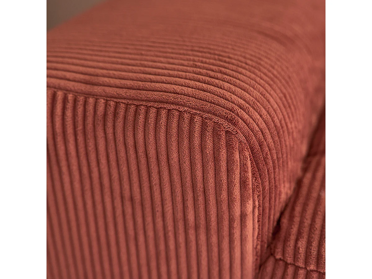 Divano diritto 3 posti in velluto a coste terracotta