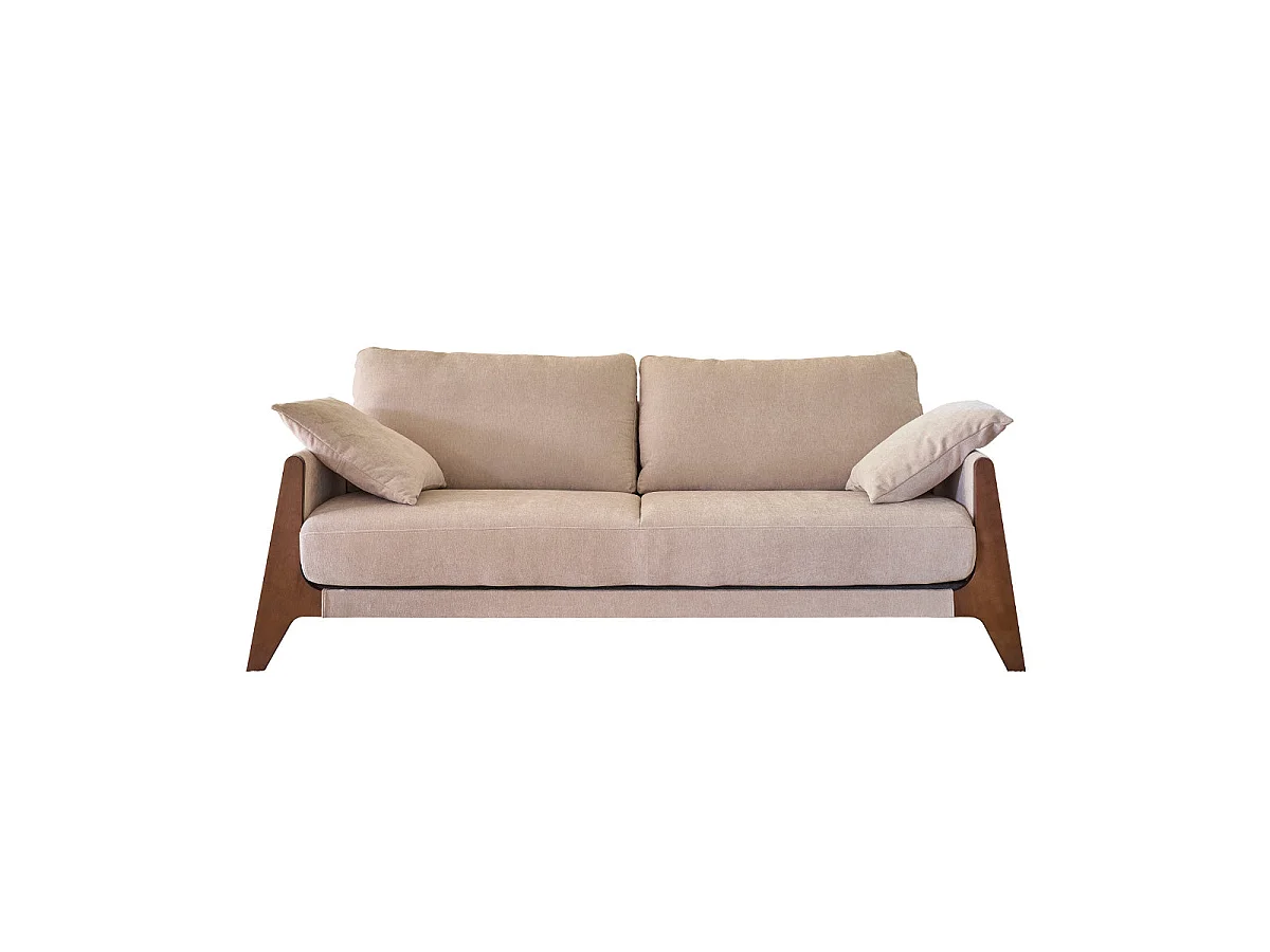 Canapé 3 places en velours beige ONDINE