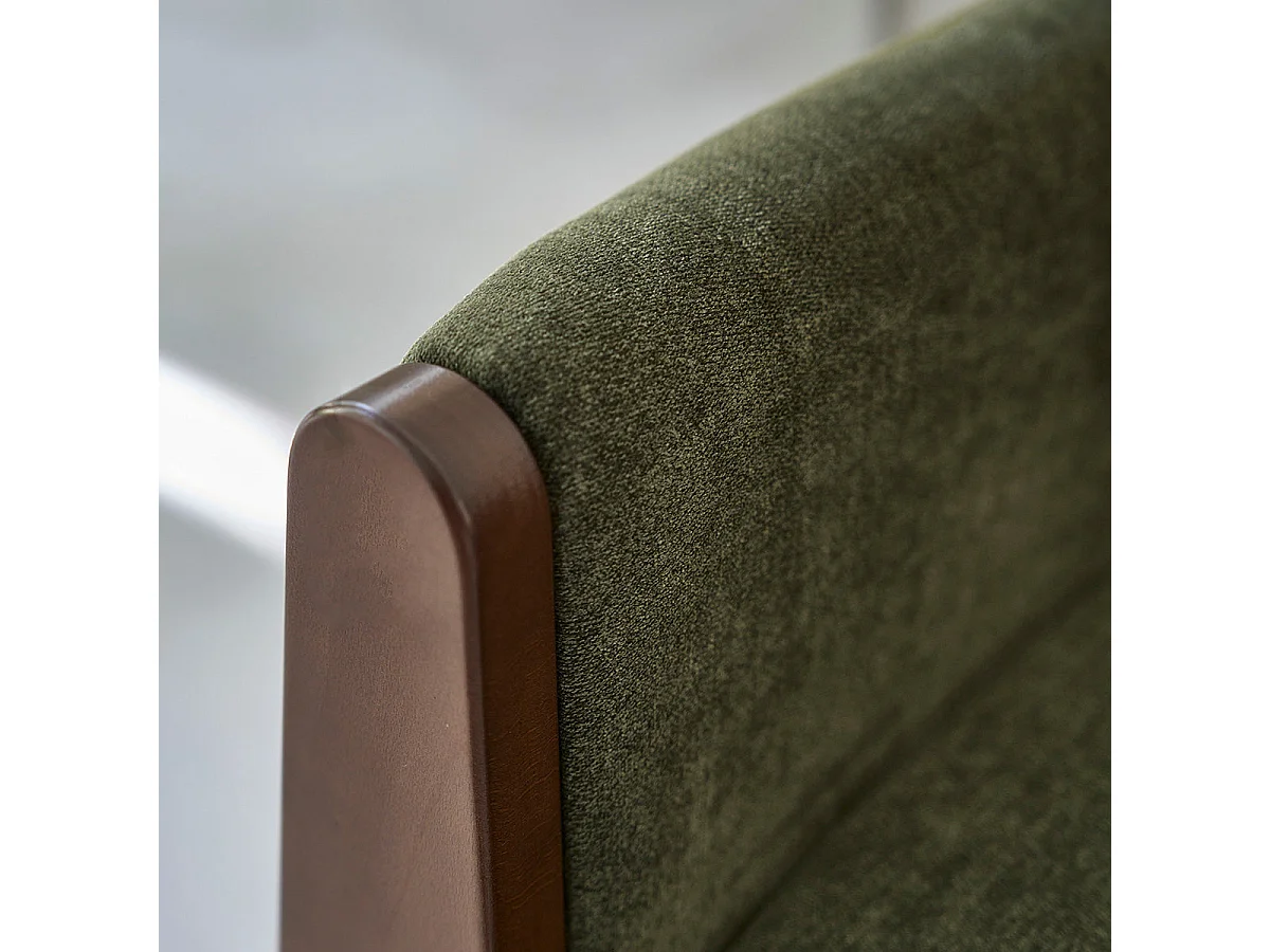 Sofá 4 plazas madera maciza terciopelo verde musgo