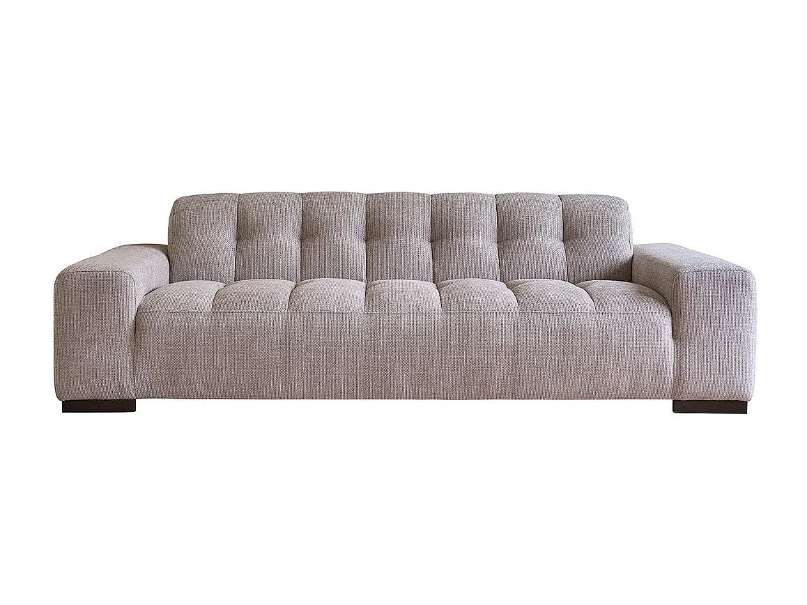 Divano lineare a 4 posti in velluto intrecciato beige