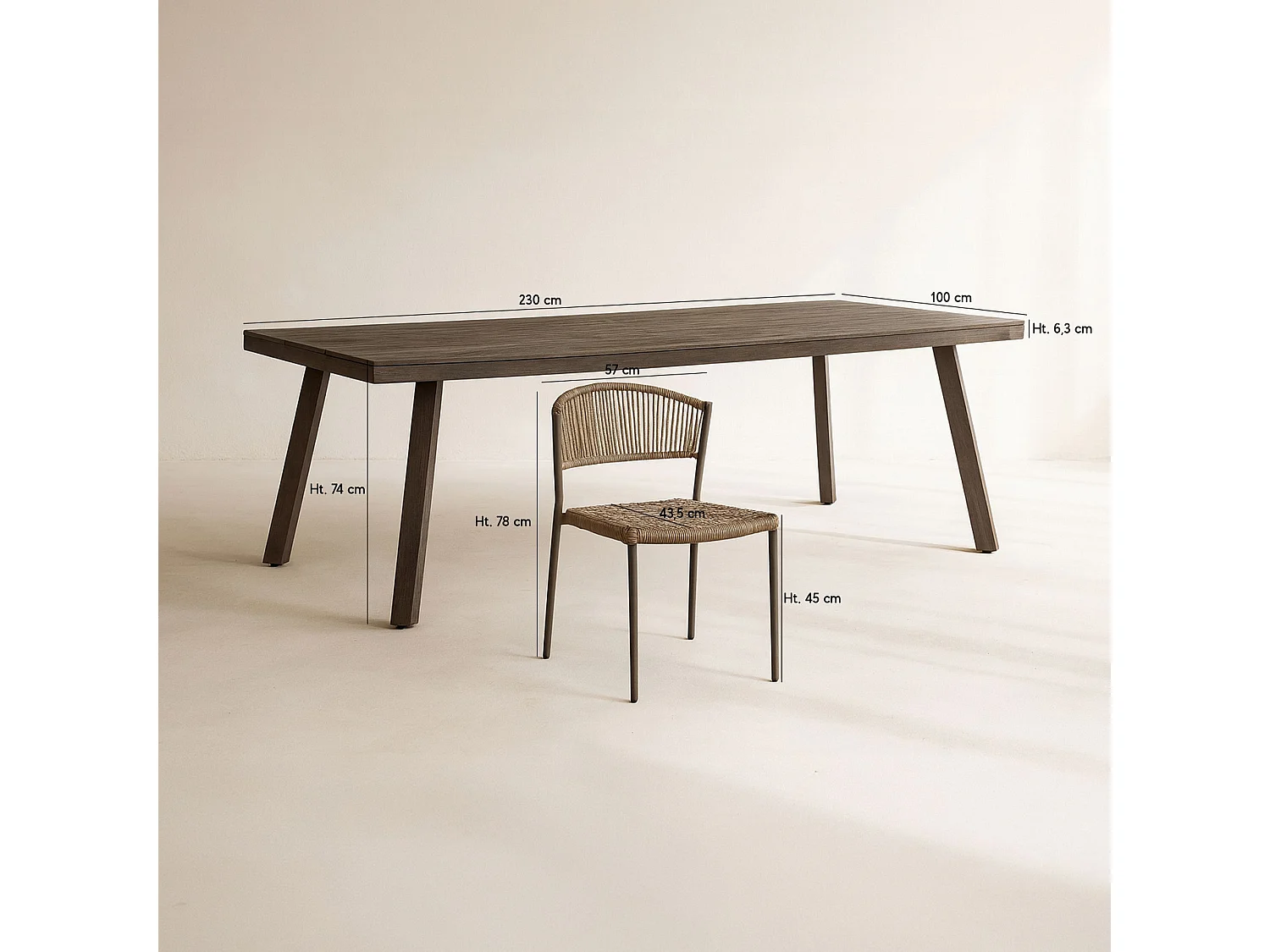 Now's Home - Ensemble De Jardin Table 230cm Avec 8 Chaises En Aluminium Moka Madrague