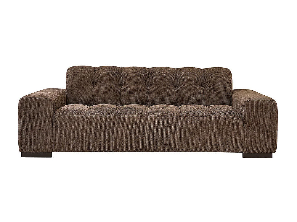 Sofá recto de 3 plazas en terciopelo trenzado moca