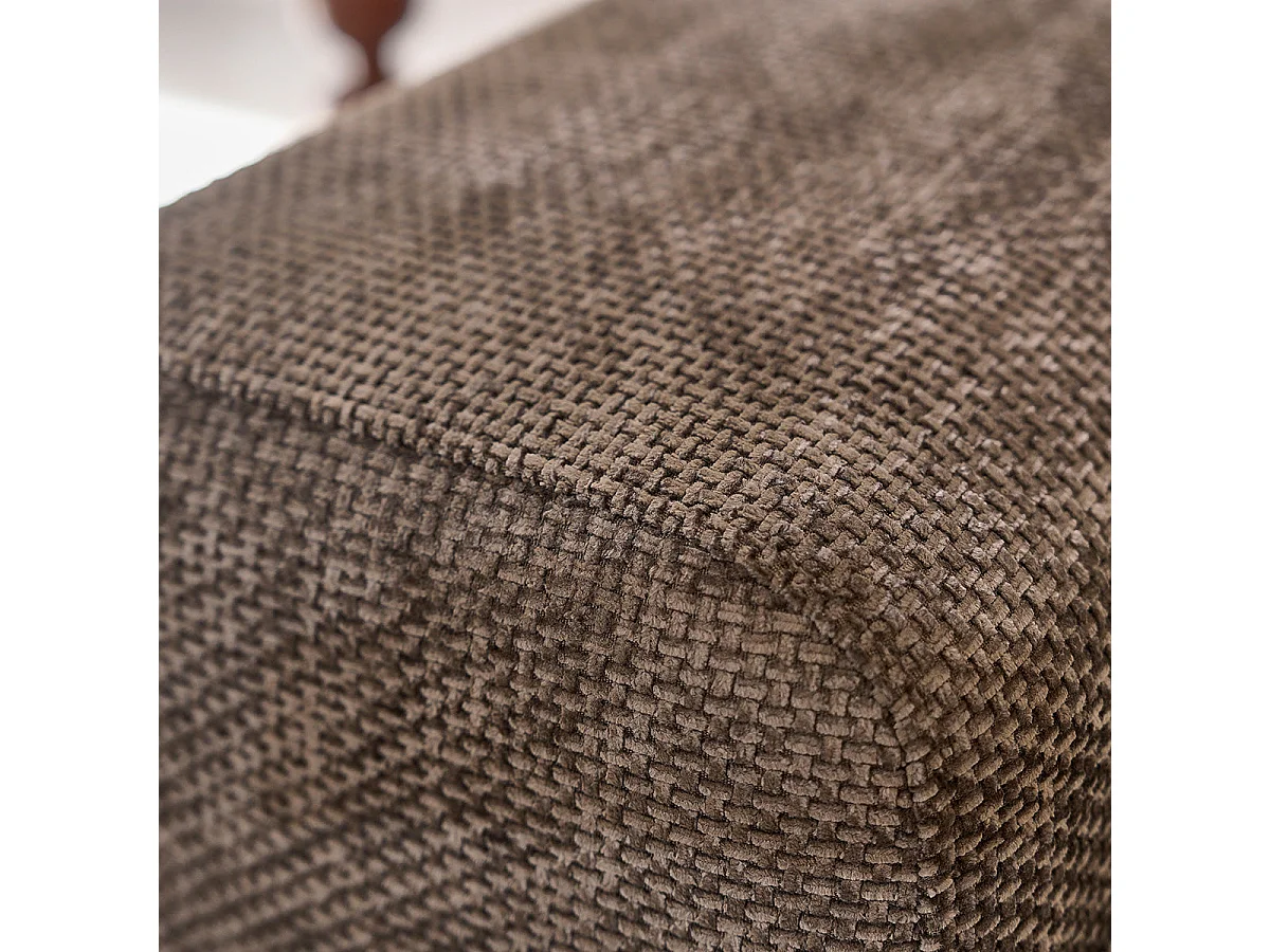 Sofá recto de 3 plazas en terciopelo trenzado moca