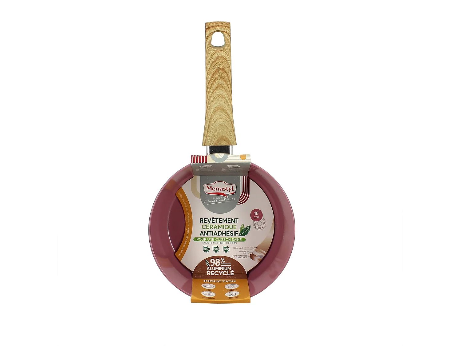 Menastyl - Casserole Colorama 18cm En Aluminium Recyclé Lilas Induction