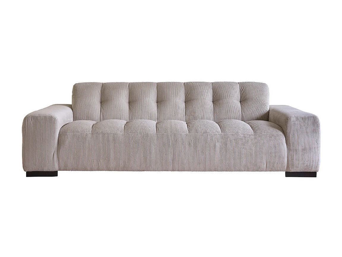 Sofá recto de 4 plazas de terciopelo color crudo