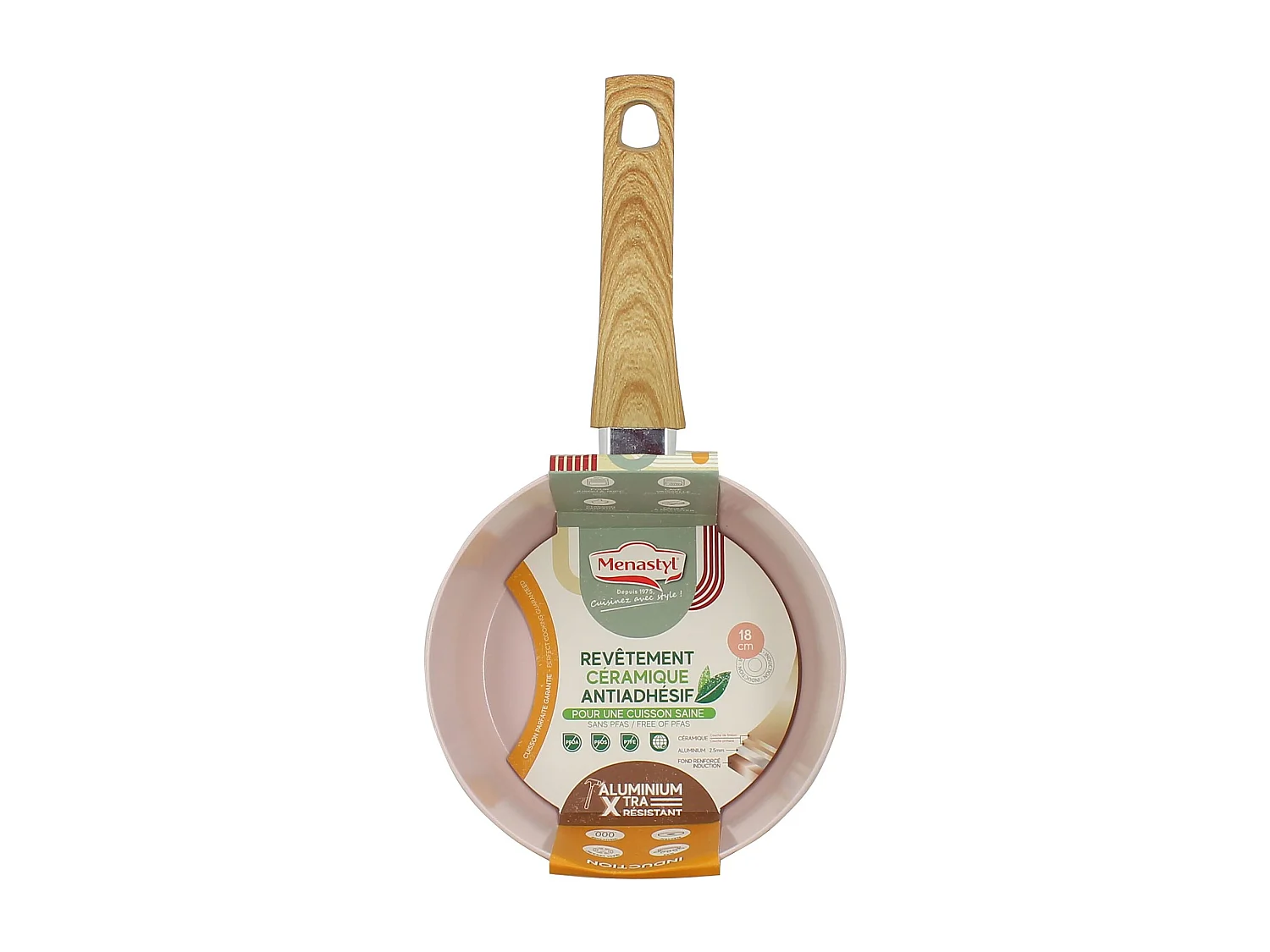 Menastyl - Casserole Colorama 18cm En Aluminium Recycle Rose Induction