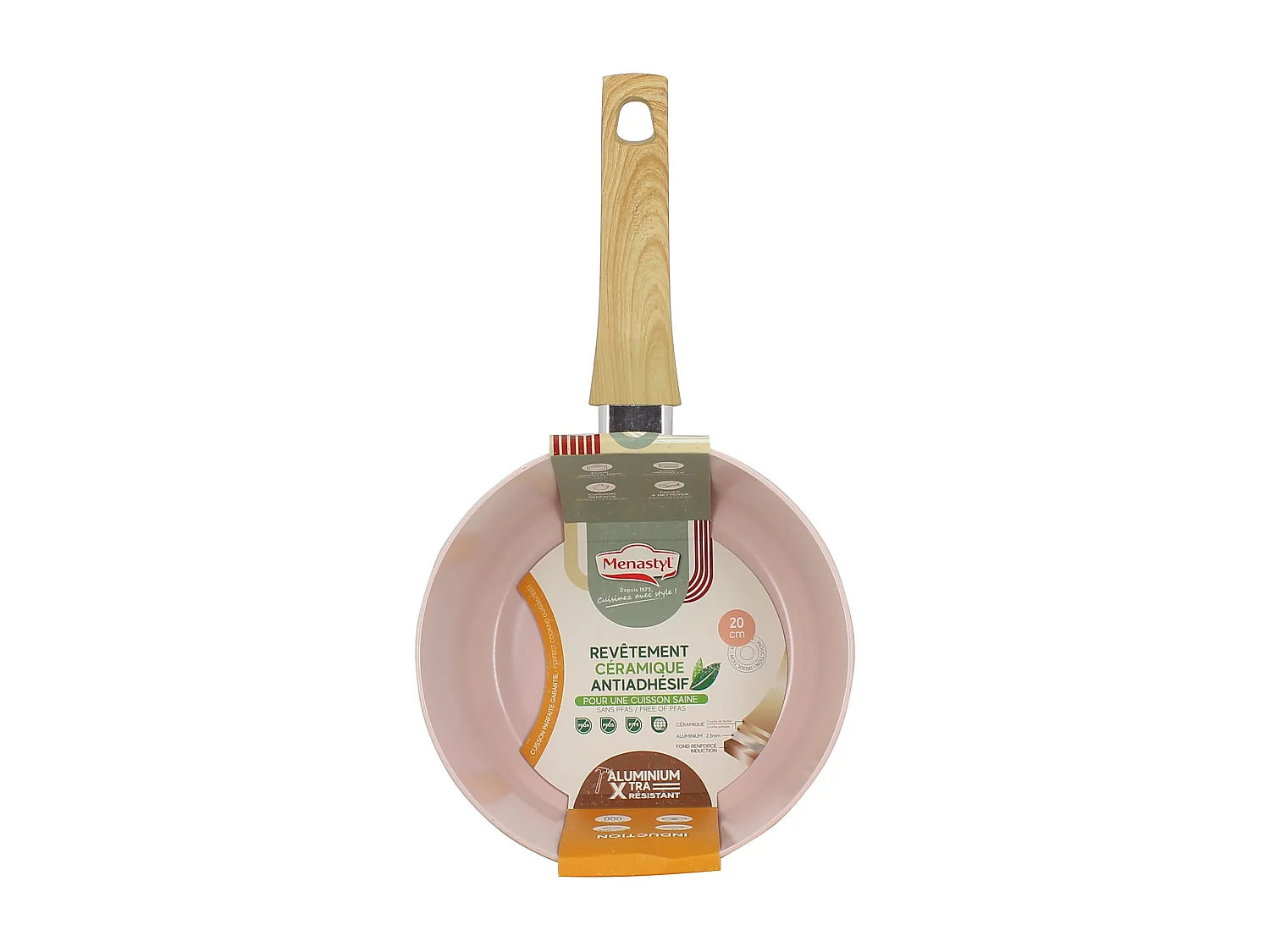 Menastyl - Casserole Colorama 20cm En Aluminium Recycle Rose Induction