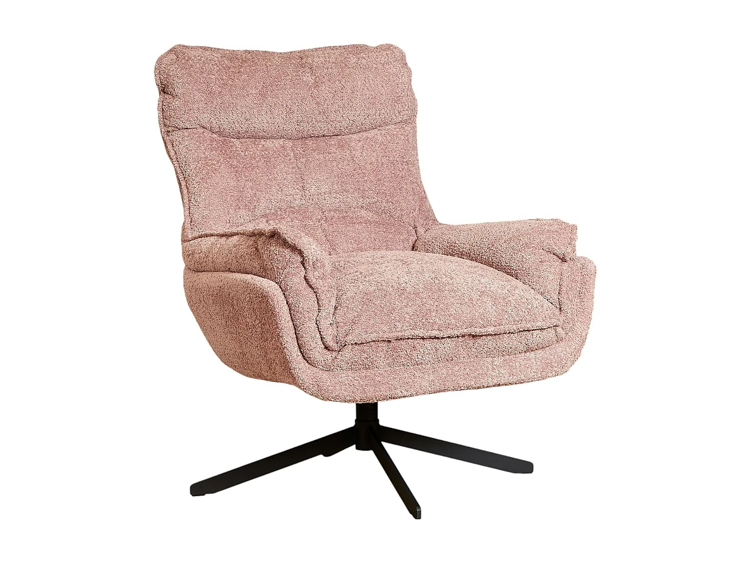 Fauteuil pivotant rose en tissu bouclette BELORA