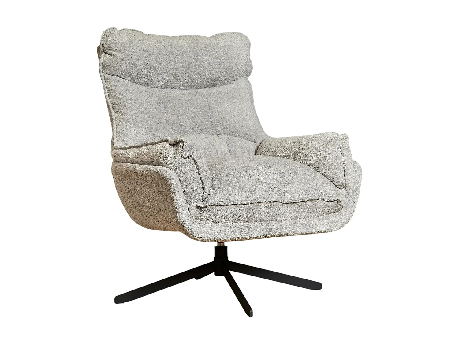 Fauteuil pivotant gris clair en tissu bouclette BELORA