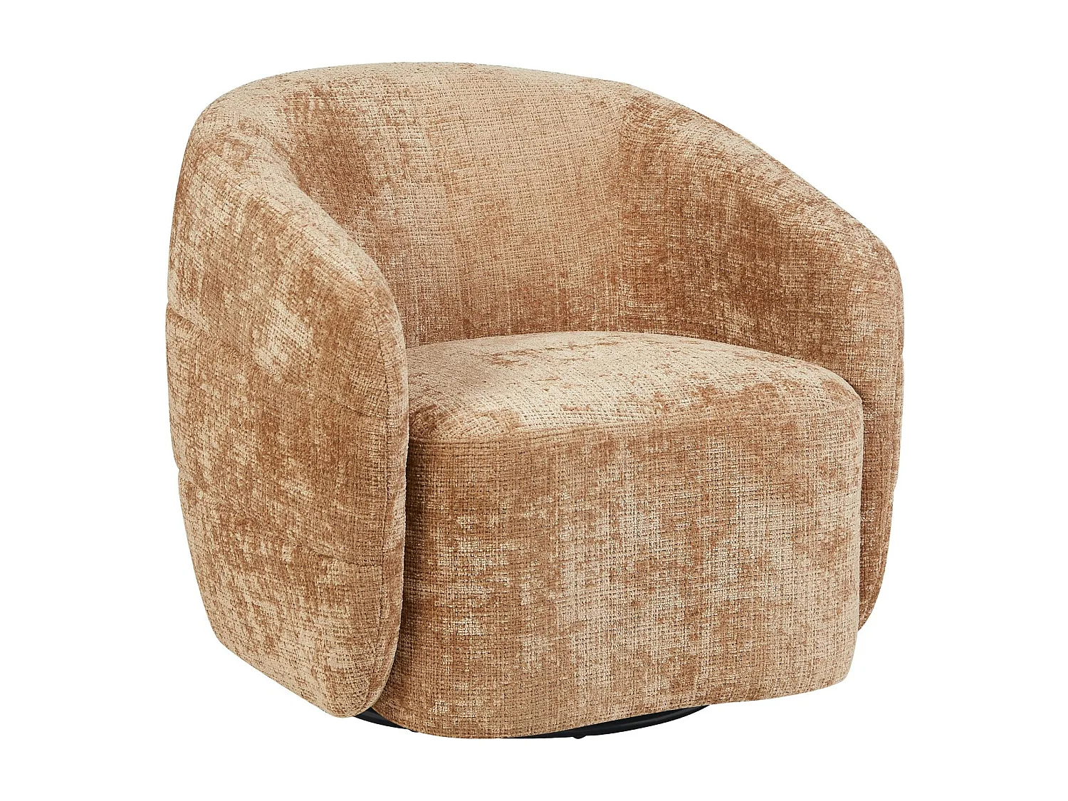 Fauteuil salon pivotant cannelle tissu chenille BELORA