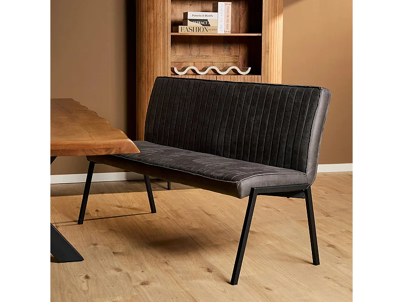Banc de table à manger gris foncé à bandes 155 cm CORTINA