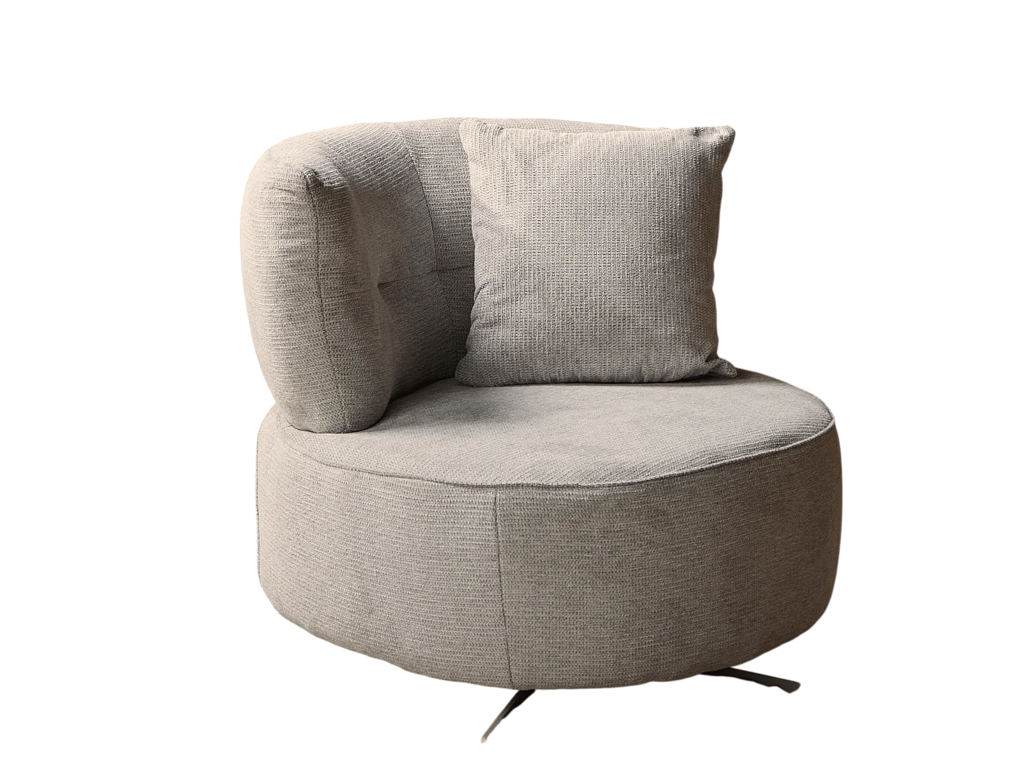 Fauteuil pivotant rond gris clair avec coussin assorti BELORA