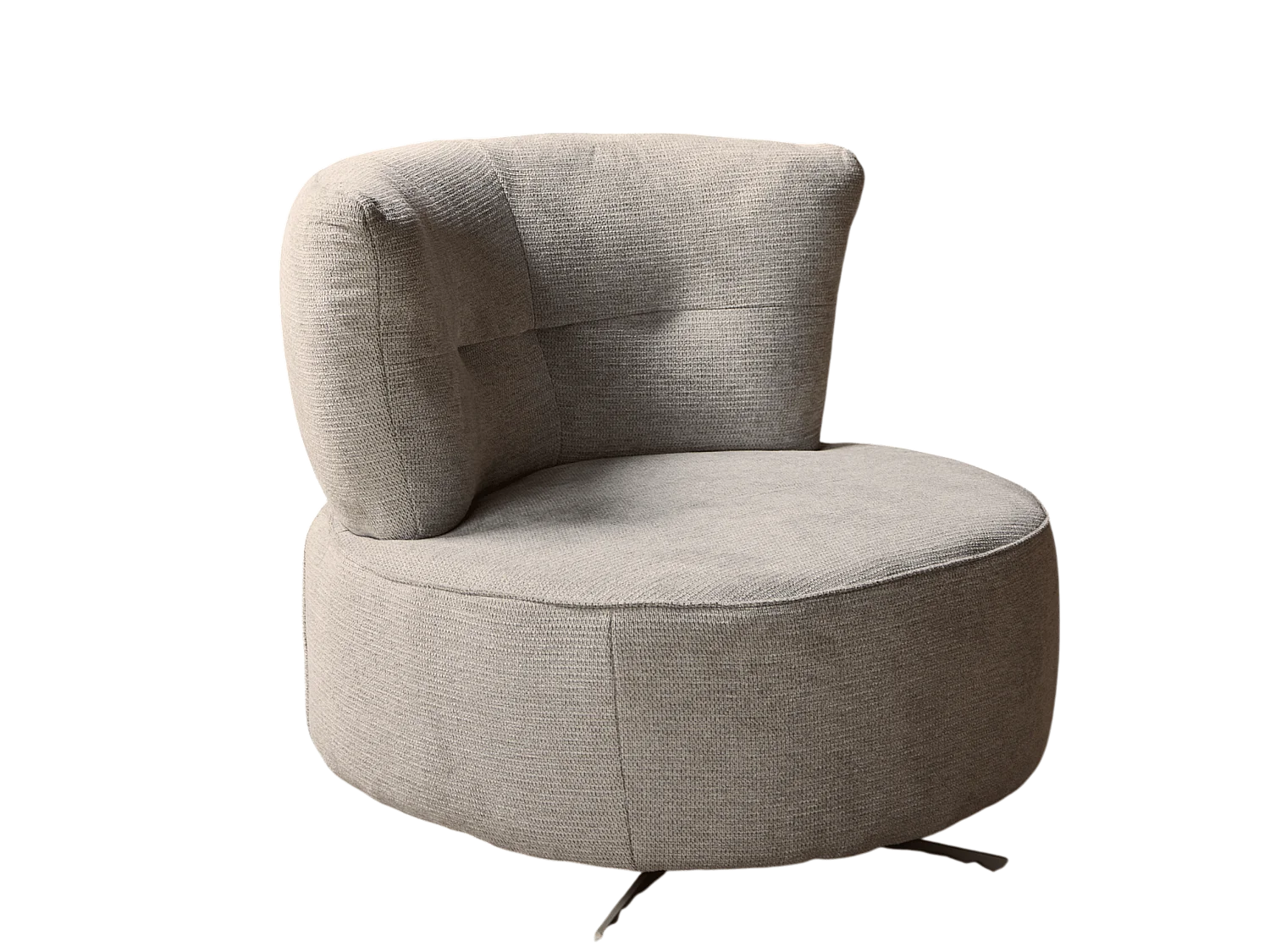 Fauteuil pivotant rond gris clair avec coussin assorti BELORA