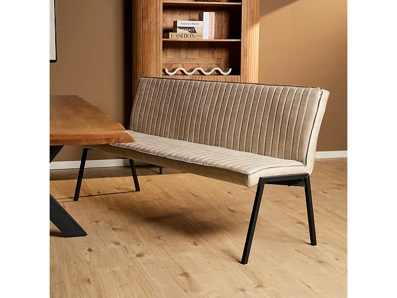 Banc de table à manger beige à bandes 185 cm CORTINA