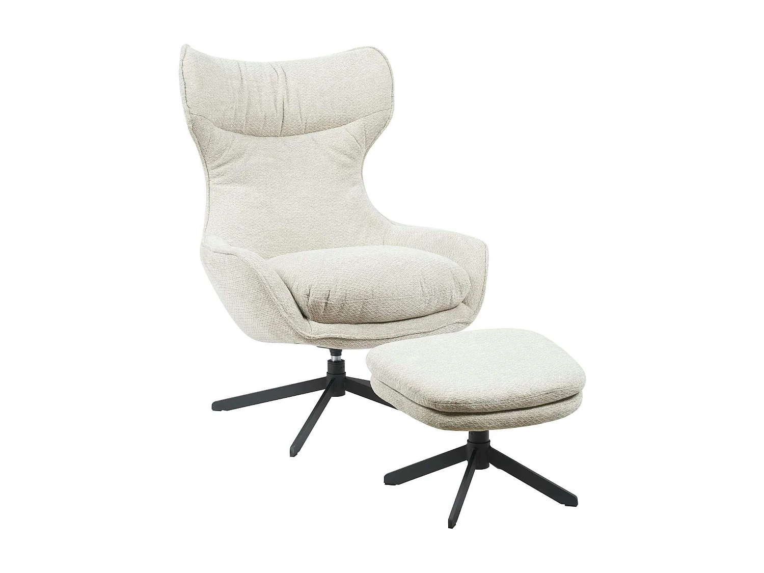 Fauteuil pivotant taupe avec repose-pieds BELORA