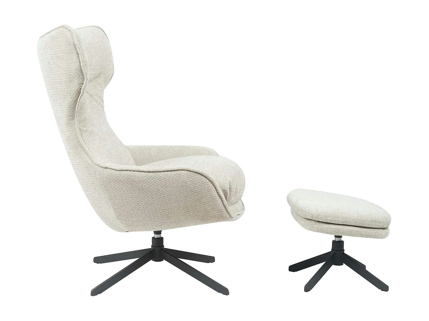 Fauteuil pivotant taupe avec repose-pieds BELORA