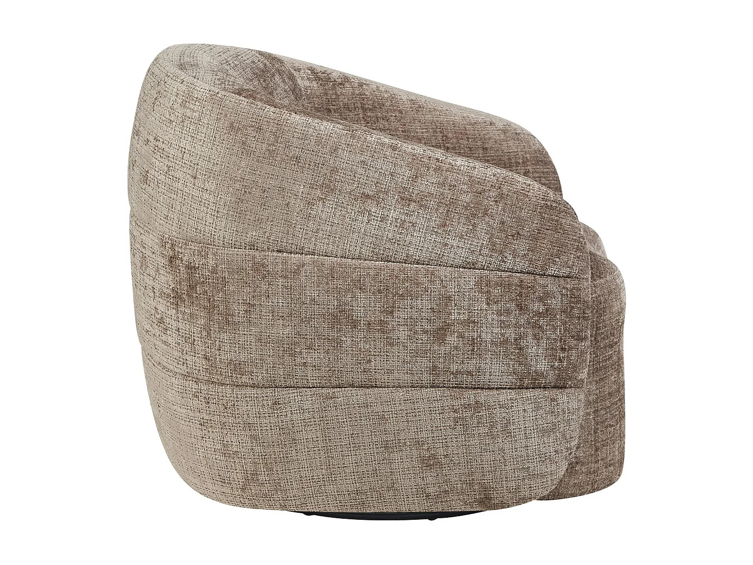 Fauteuil salon pivotant marron tissu chenille BELORA