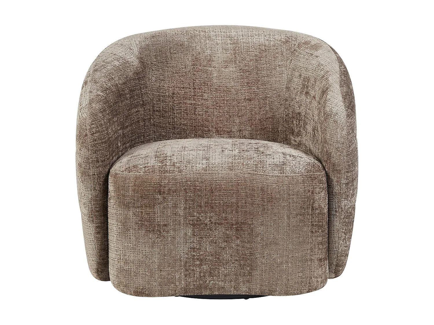 Fauteuil salon pivotant marron tissu chenille BELORA