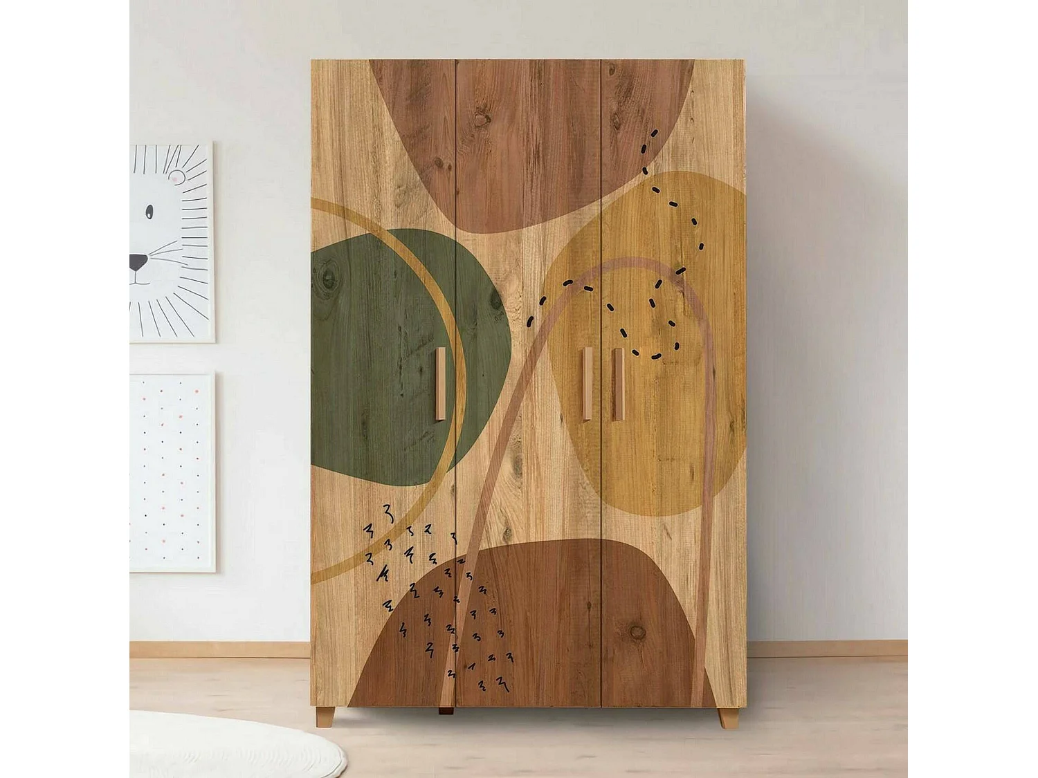Dpiacer 3-deurskast, Slaapkamermeubel, Inloopkast, Kledingkast, 120x48h189 cm, Eiken