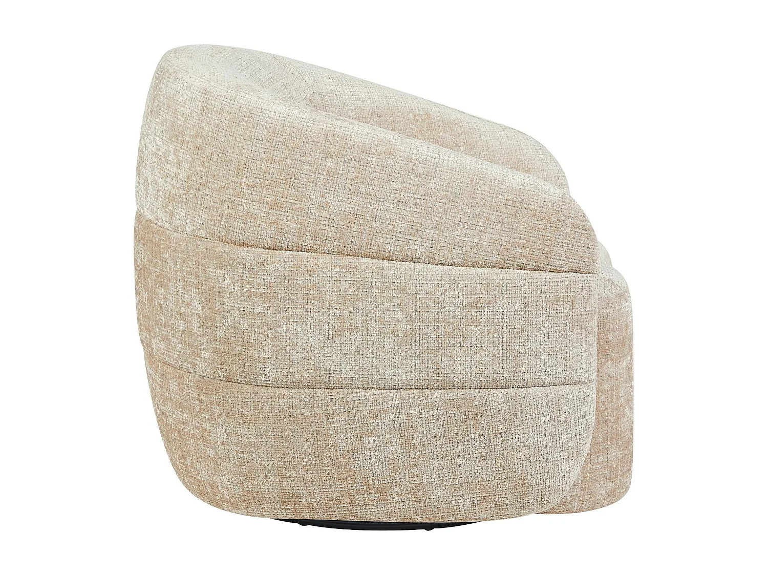 Fauteuil salon pivotant beige tissu chenille BELORA