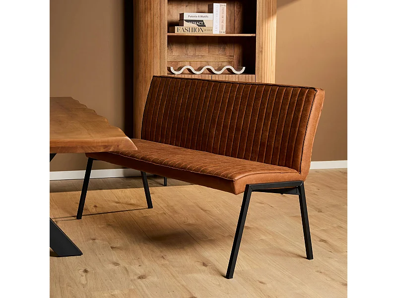Banc de table à manger cognac à bandes 155 cm CORTINA
