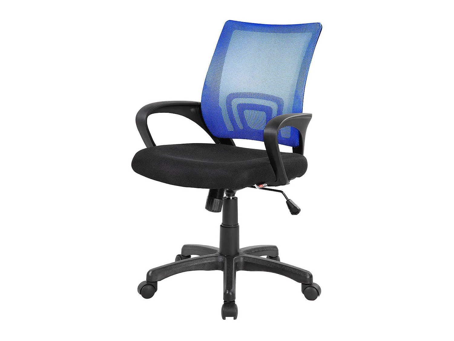 Dgell bureaustoel, Mesh bureaustoel met armleuningen, Ergonomische bureaustoel, 59x54h90/100 cm, Zwart en Blauw