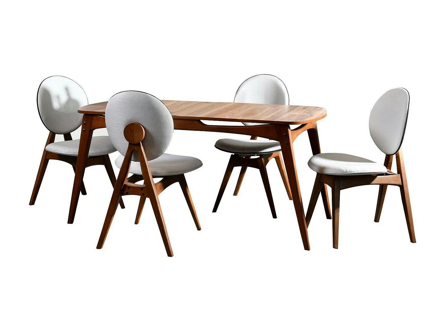 Ensemble salle à manger vintage - 4 chaises écrues SITIA