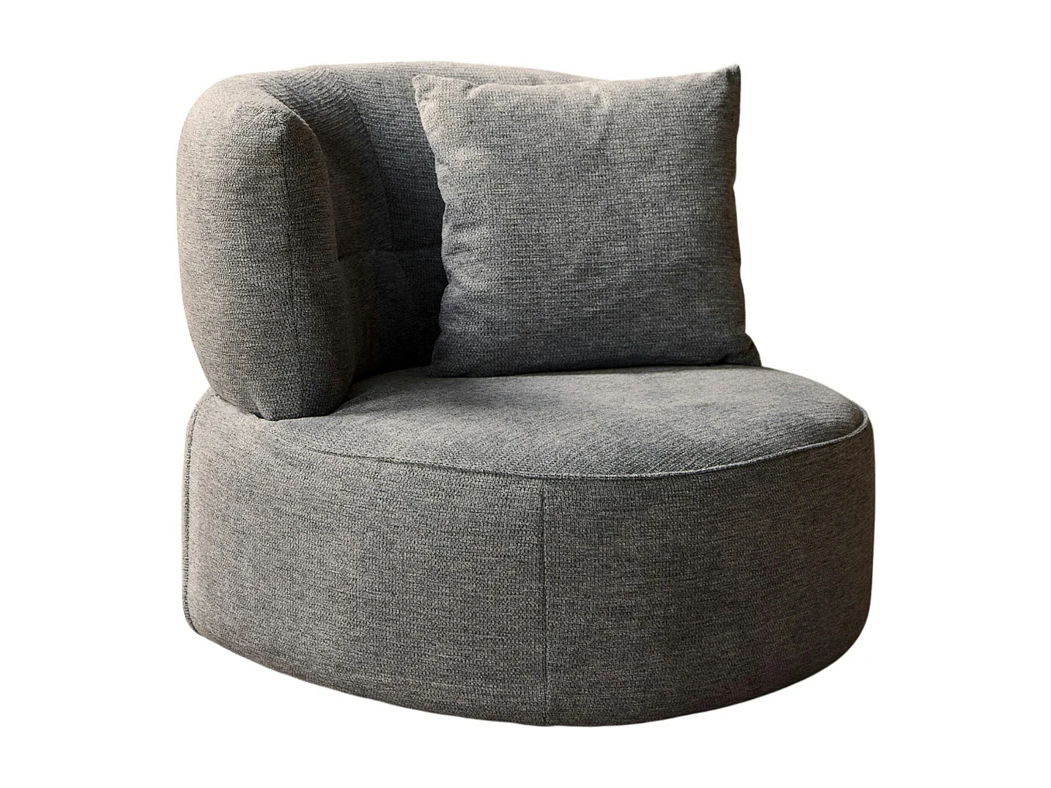 Fauteuil pivotant rond gris avec coussin assorti BELORA