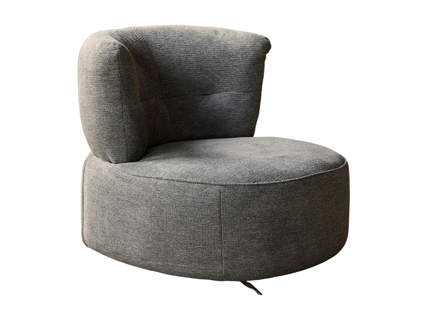 Fauteuil pivotant rond gris avec coussin assorti BELORA