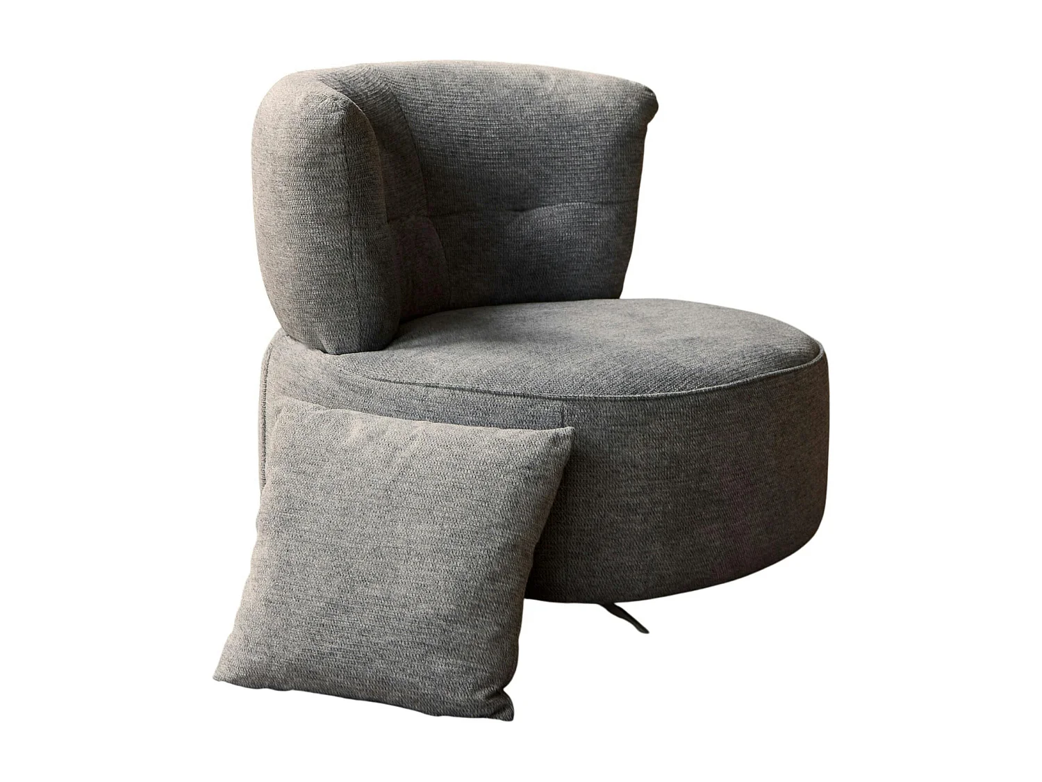 Fauteuil pivotant rond gris avec coussin assorti BELORA