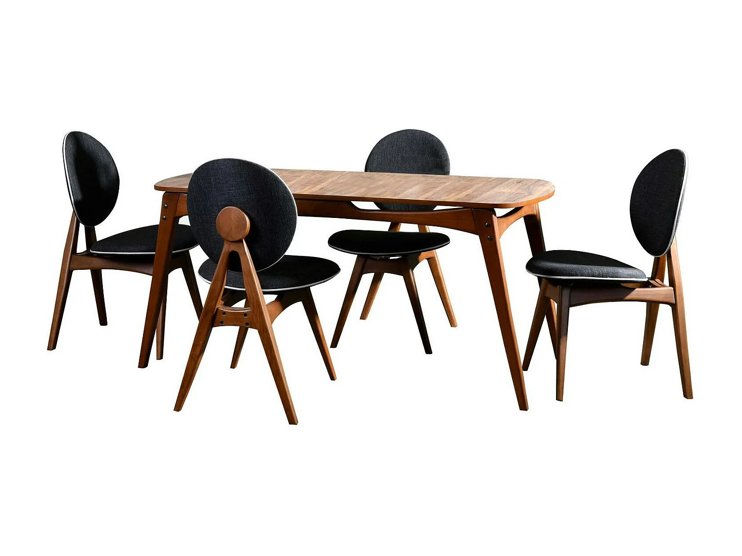 Ensemble salle à manger vintage - 4 chaises grises DILI