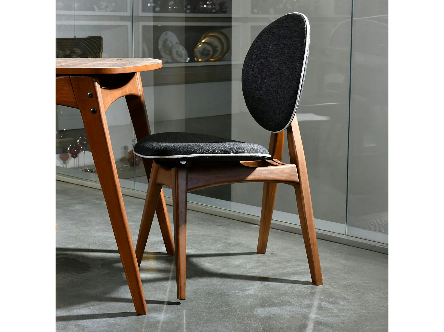 Ensemble salle à manger vintage - 4 chaises grises DILI