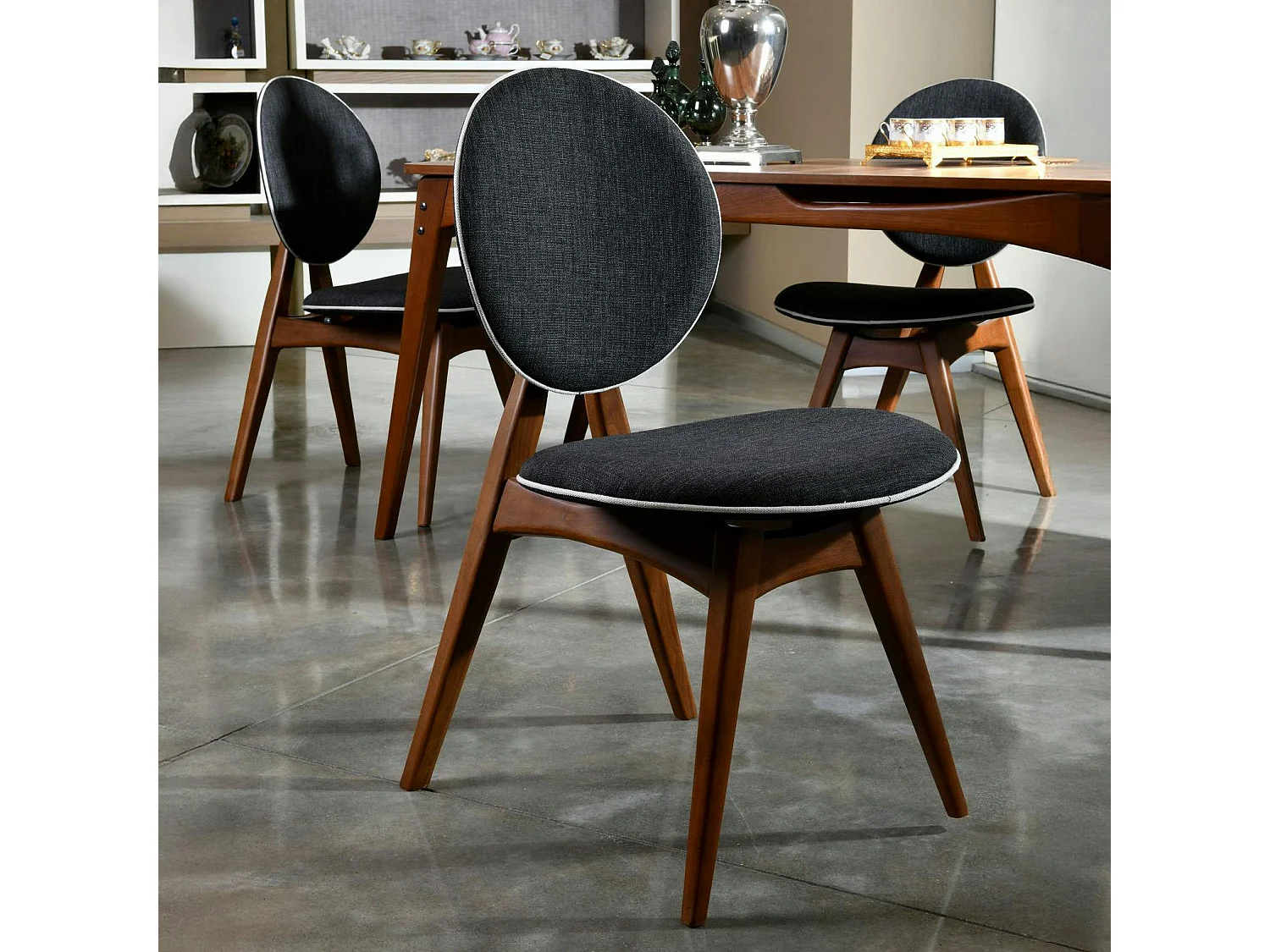 Ensemble salle à manger vintage - 4 chaises grises DILI