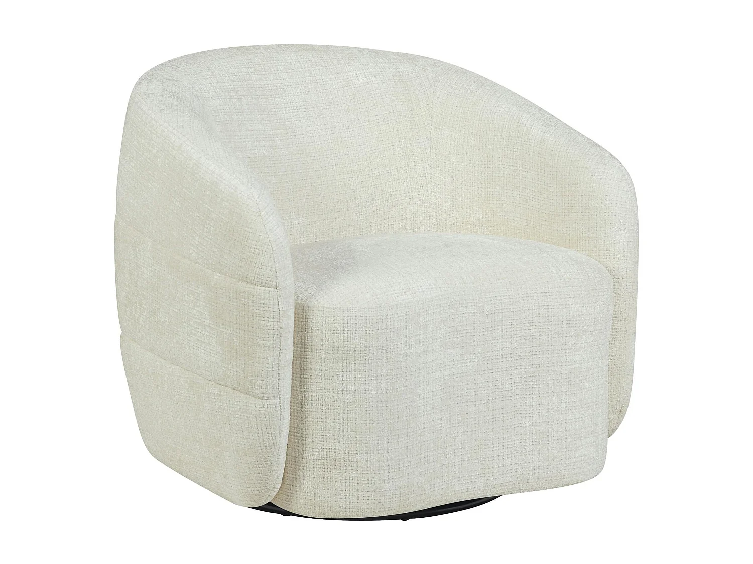 Fauteuil salon pivotant blanc crème tissu chenille BELORA