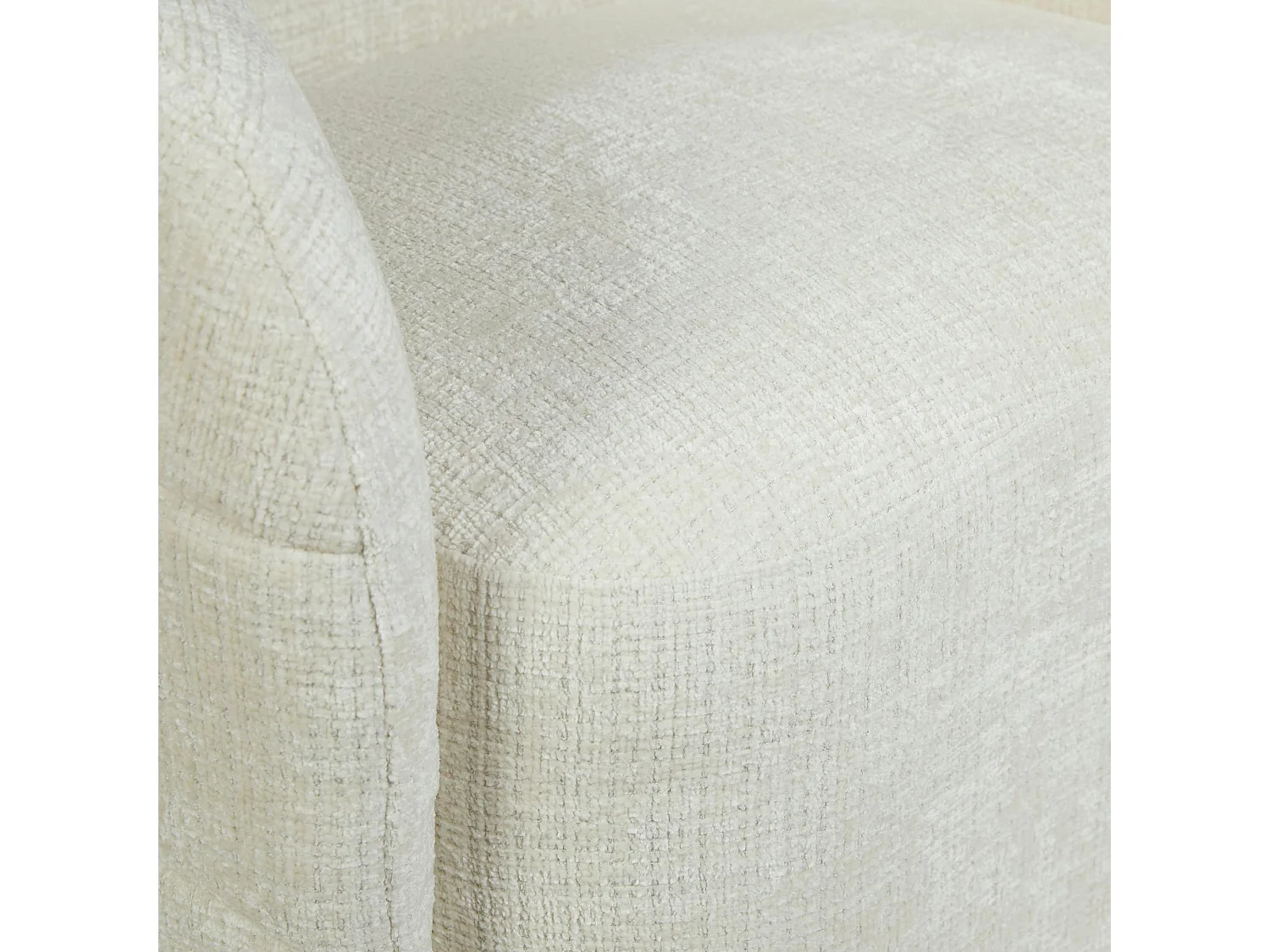 Fauteuil salon pivotant blanc crème tissu chenille BELORA