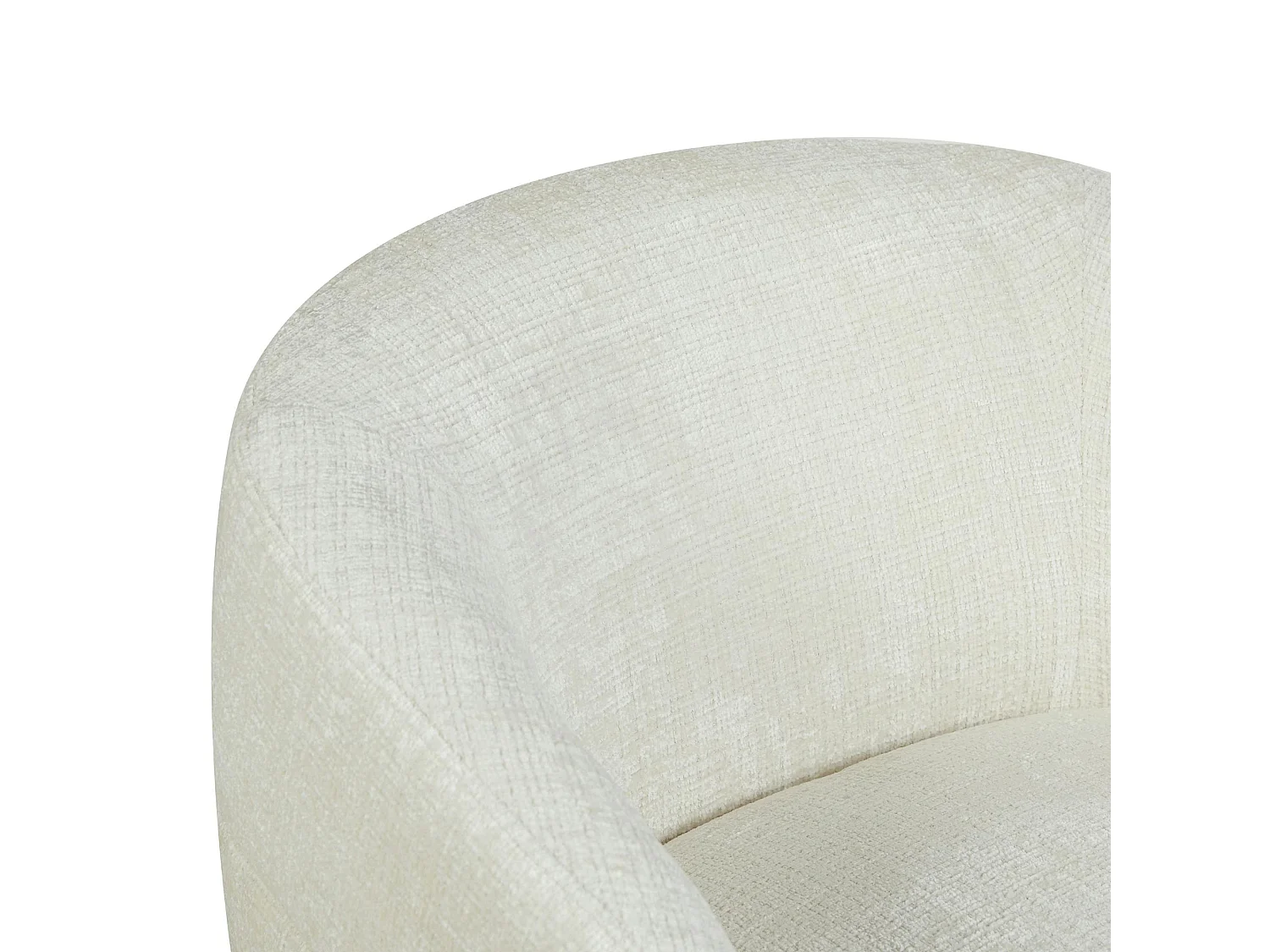 Fauteuil salon pivotant blanc crème tissu chenille BELORA
