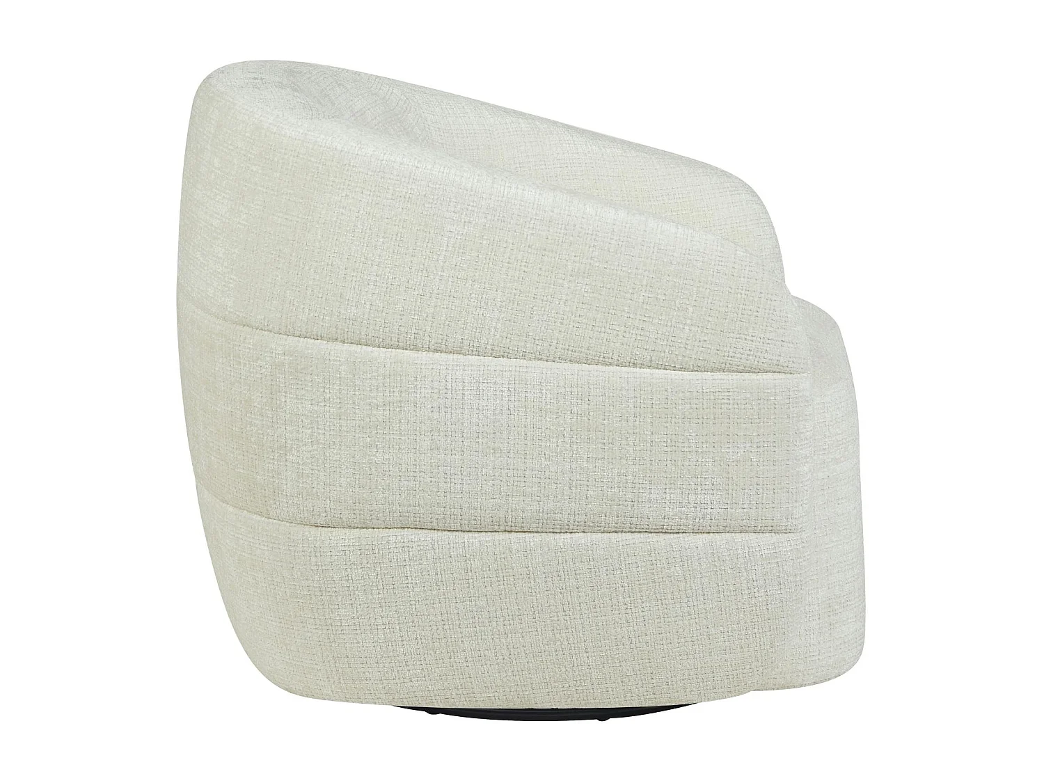 Fauteuil salon pivotant blanc crème tissu chenille BELORA
