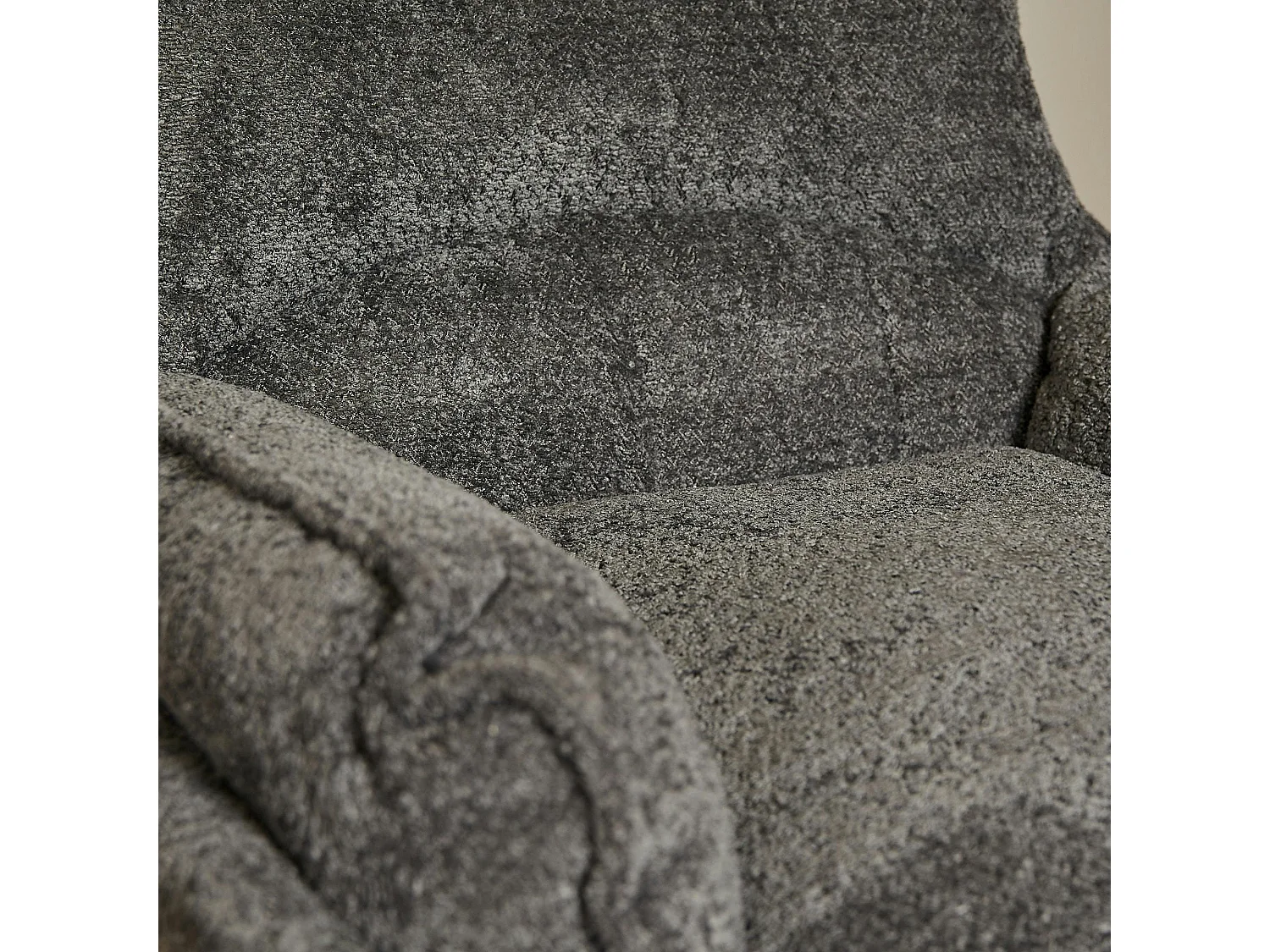 Fauteuil pivotant gris foncé en tissu bouclette BELORA