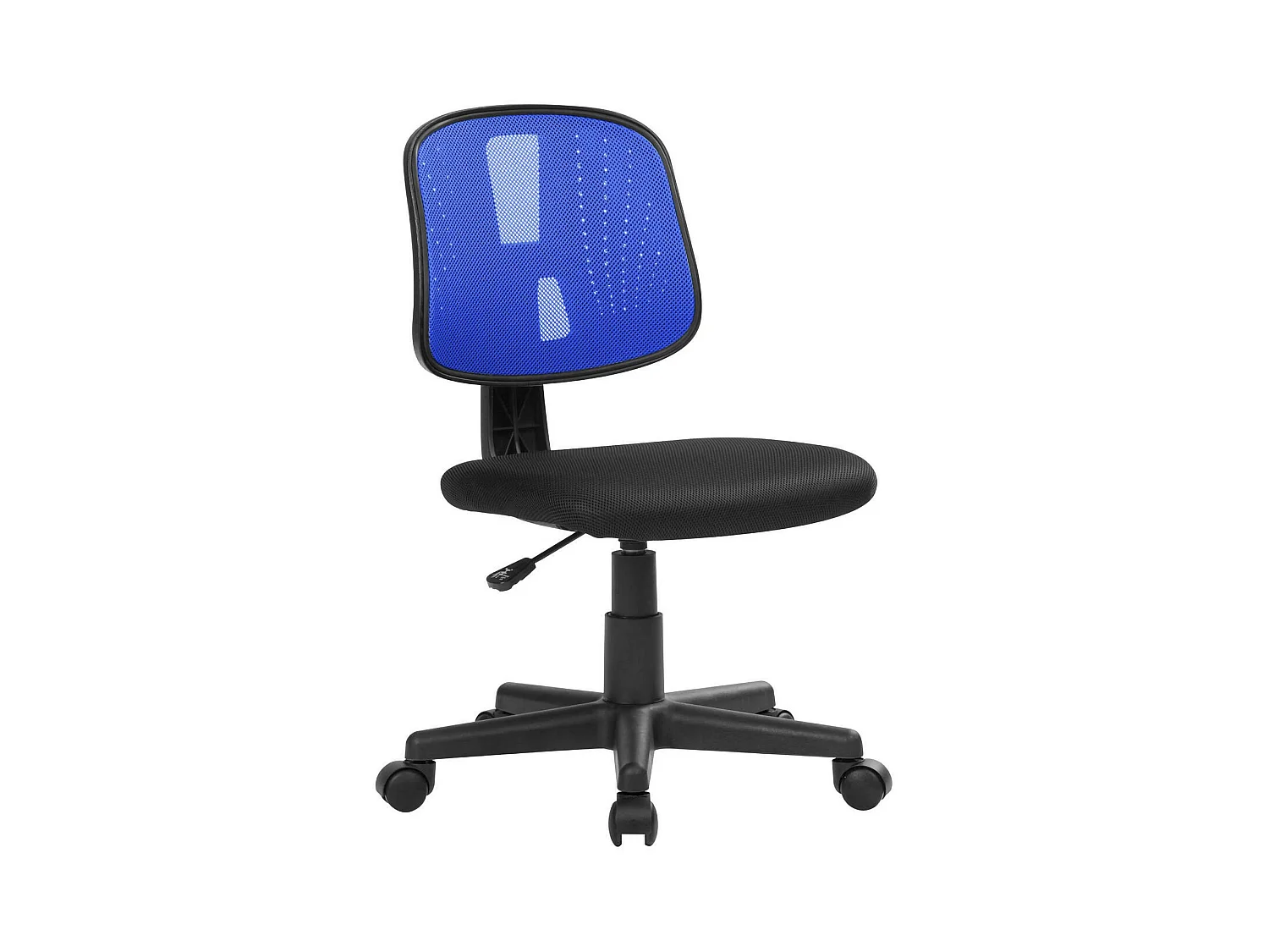 Silla de oficina Nowra, Silla de oficina operativa, Asiento de oficina ergonómico, 49x43h81/93 cm, Negro y azul