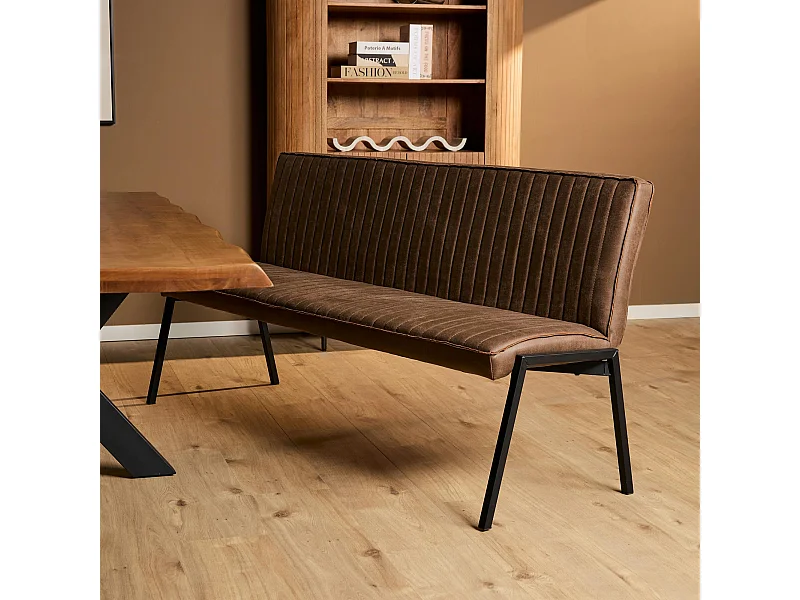 Banc de table à manger marron à bandes 185 cm CORTINA
