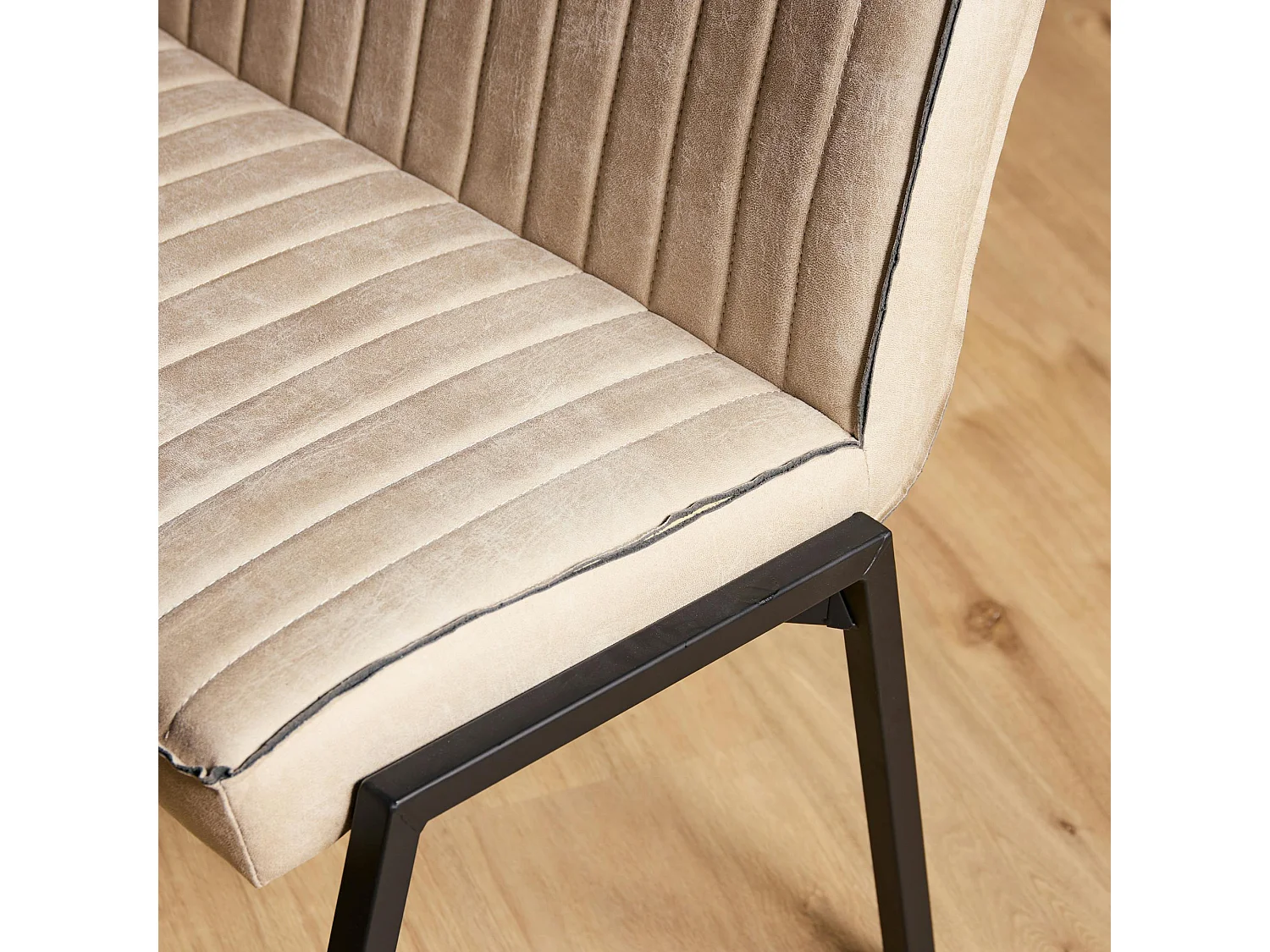 Banc de table à manger beige à bandes 155 cm CORTINA