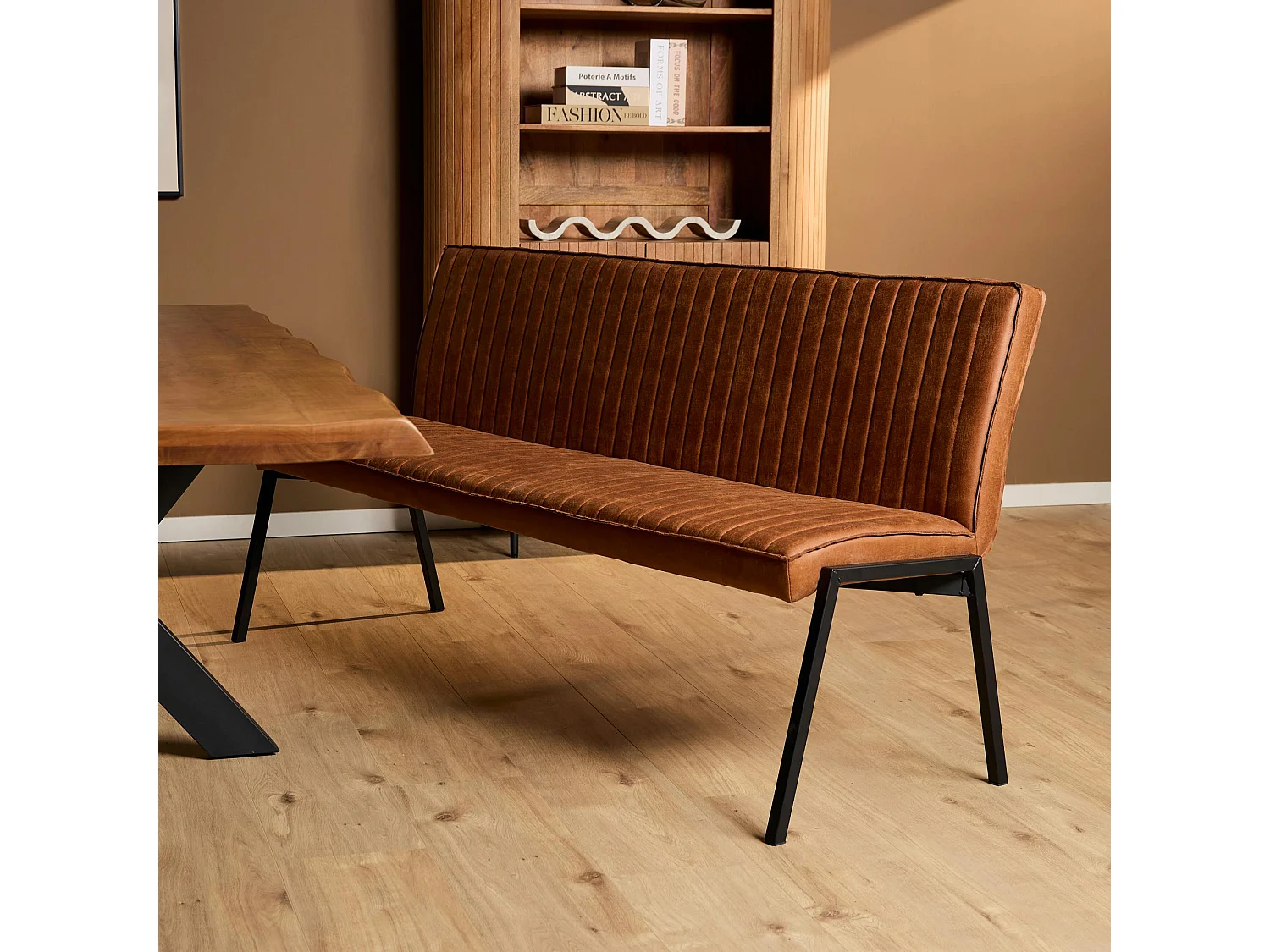 Banc de table à manger cognac à bandes 185 cm CORTINA